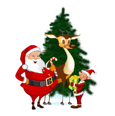 Noel Baba, ren geyiği ve elf