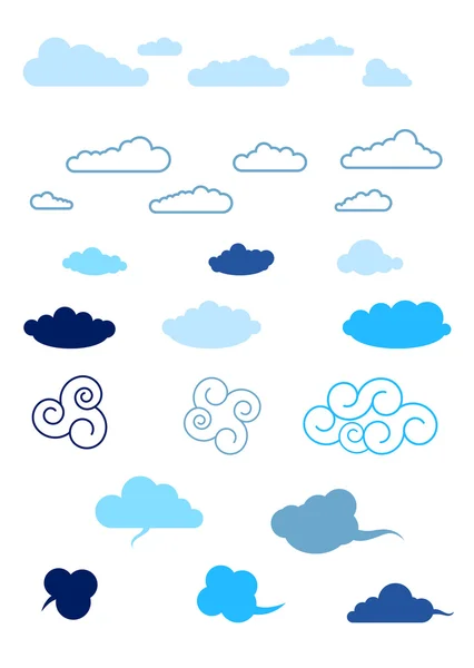 Conjunto de nubes de dibujos animados — Vector de stock