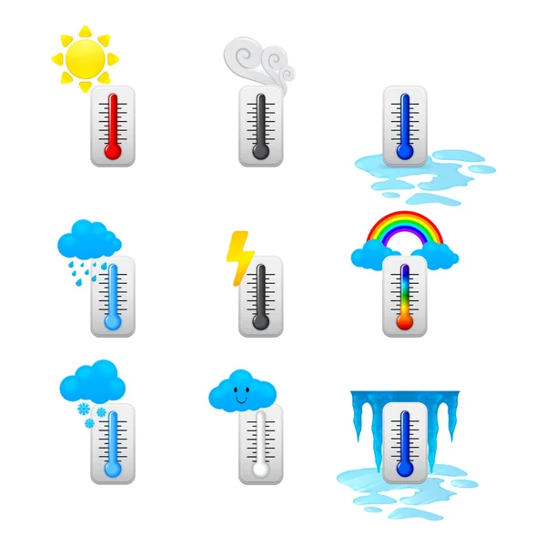 Verschiedene Thermometer-Symbole eingestellt — Stockvektor