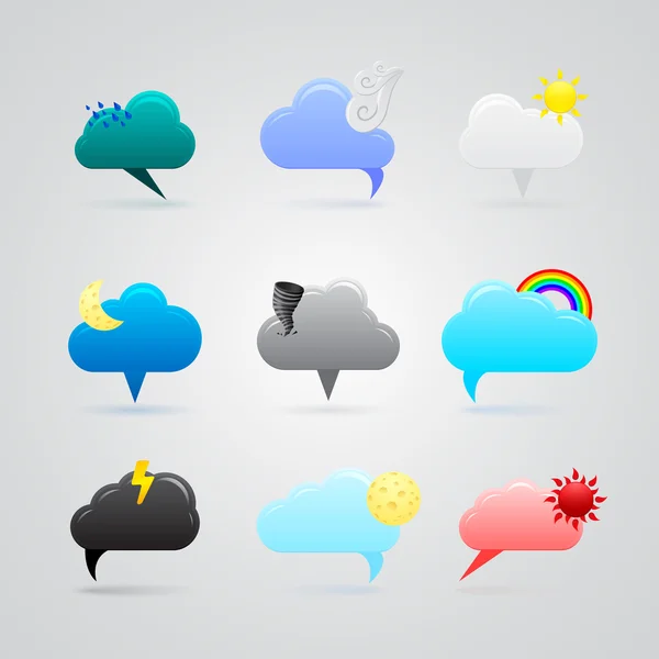 Conjunto de ícones meteorológicos coloridos —  Vetores de Stock