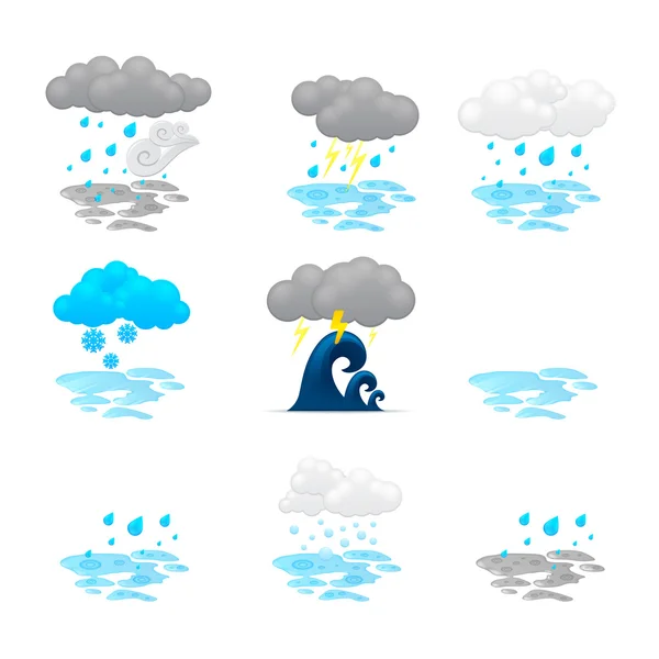 Différents jeux d'icônes cloud — Image vectorielle