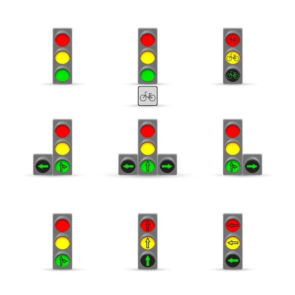 Set lampu lalu lintas - Stok Vektor