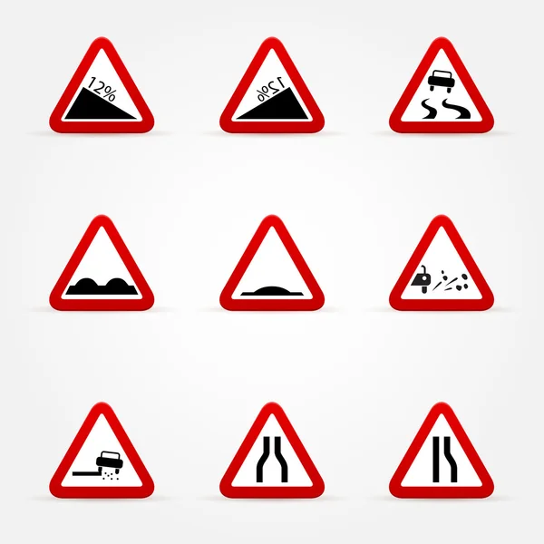 Set of warnings road signs — Stock Vector