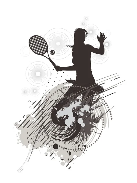 Тенісна дівчина на фоні плями — стоковий вектор