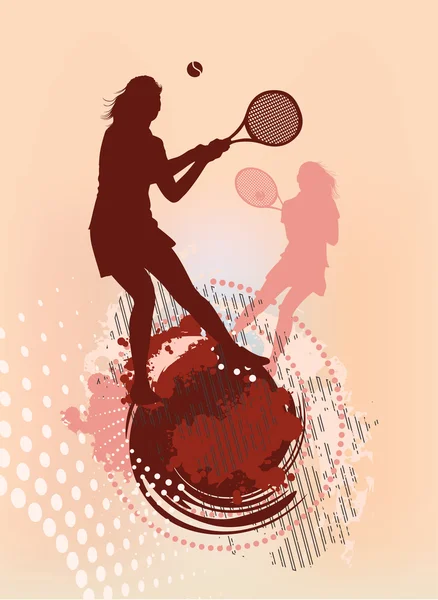 Tennis girl silhouette — Stok Vektör
