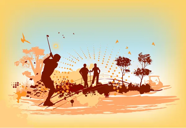 Joueurs de golf et équipements — Image vectorielle