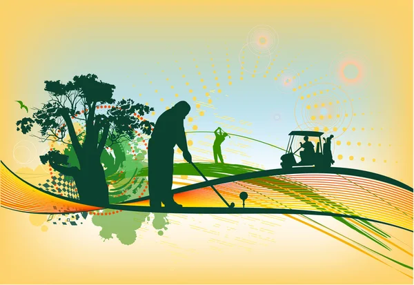 Silhouettes de golf en arrière-plan coloré — Image vectorielle