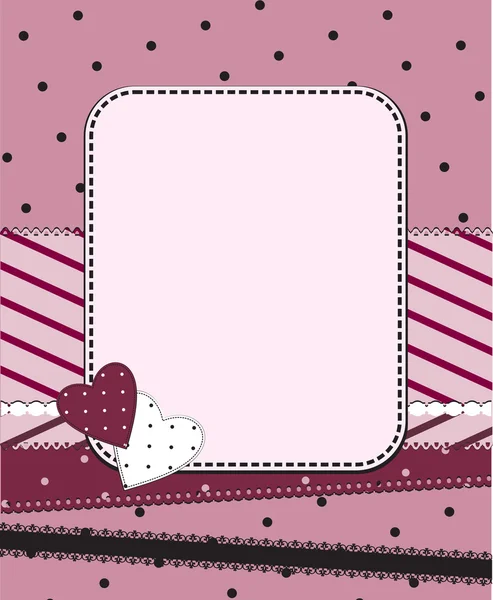 Roze frame met twee harten — Stockvector