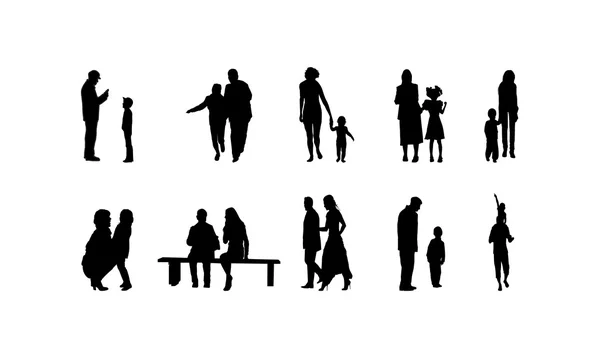 Diverse silhouette familiari — Vettoriale Stock