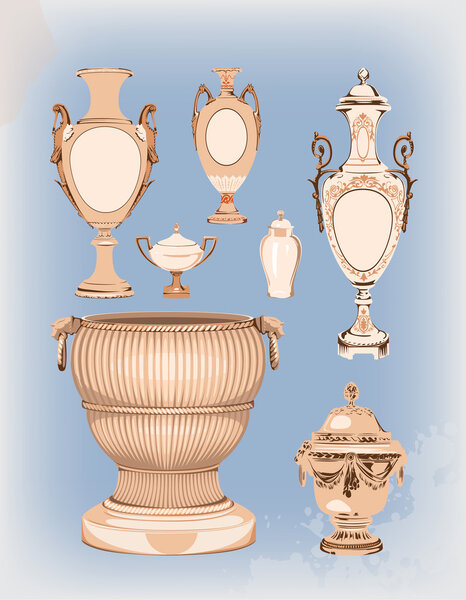 collection of decorative ceramic vases