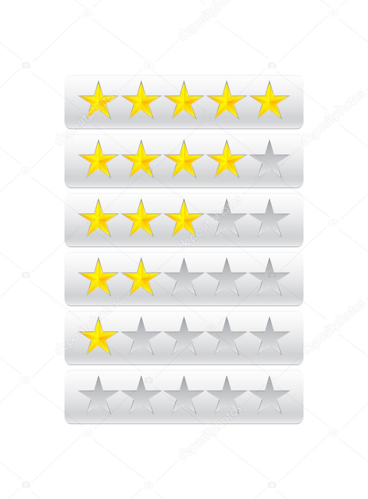 Rating stars isolated on gray