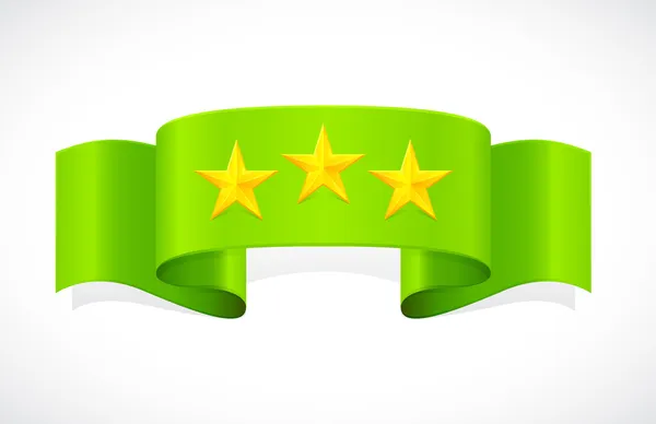 Three stars on green band — Stock Vector