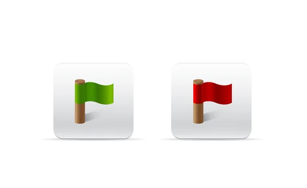 Červené a zelené vlajky pro web — Stockový vektor