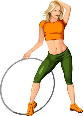 blonde girl with a hoop clipart