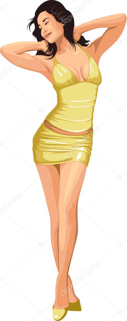Asian girl in yellow dress