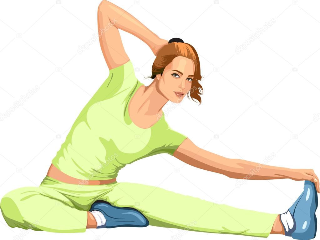 girl engaged in sports stretching