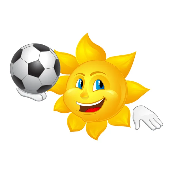 Sonne spielt Fußball — Stockvektor