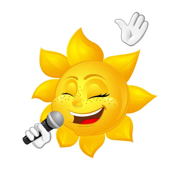 Sonne mit Sommersprossen singt — Stockvektor