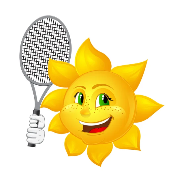 网球球员太阳与球拍 — 图库矢量图片