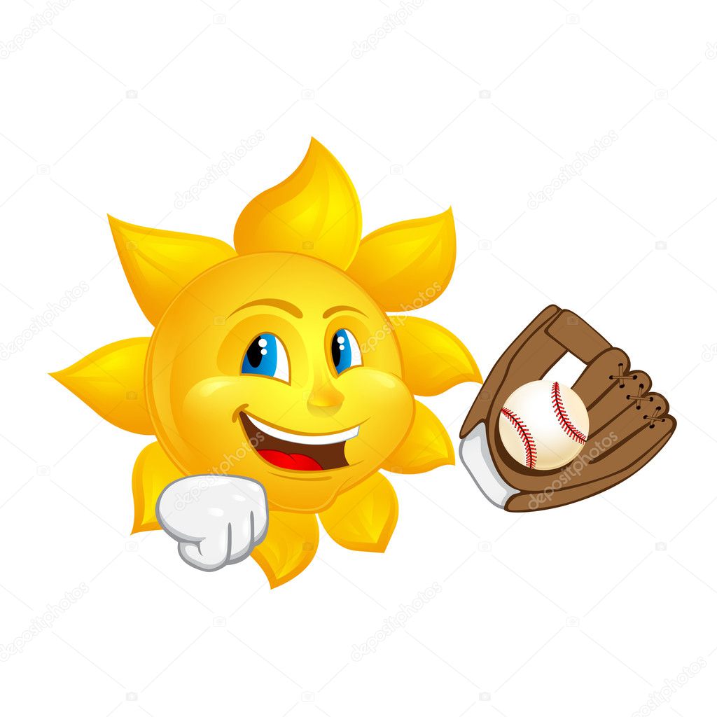 Sun with glove is catching ball