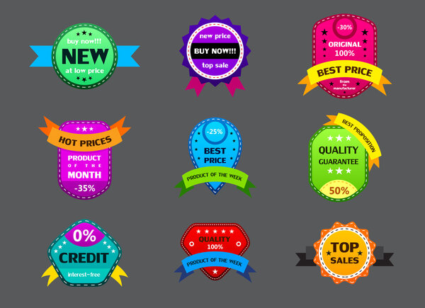 набор различных цветовых этикеток
