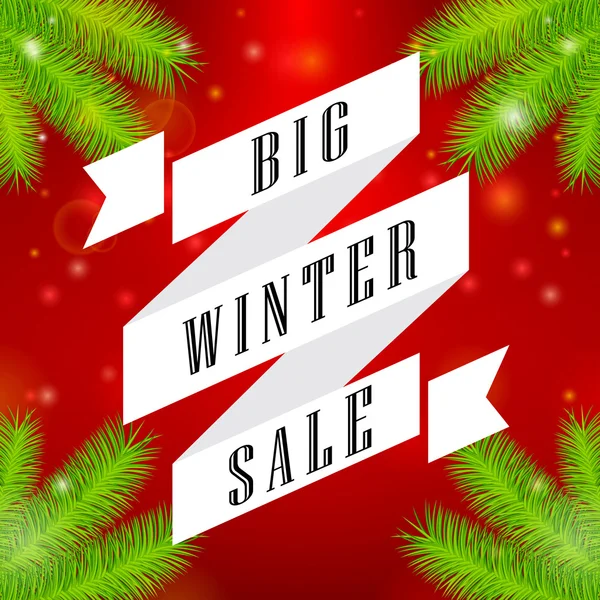 Winter sale big ribbon — Stock Vector
