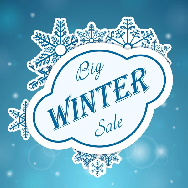 Big winter sale on snowflake — Stock Vector