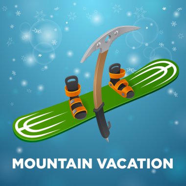dağ tatil yeşil snowboard ve Kirk ün