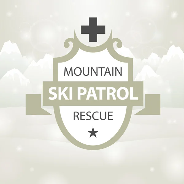 Logotype mountain ski patrol rescue — Stock Vector