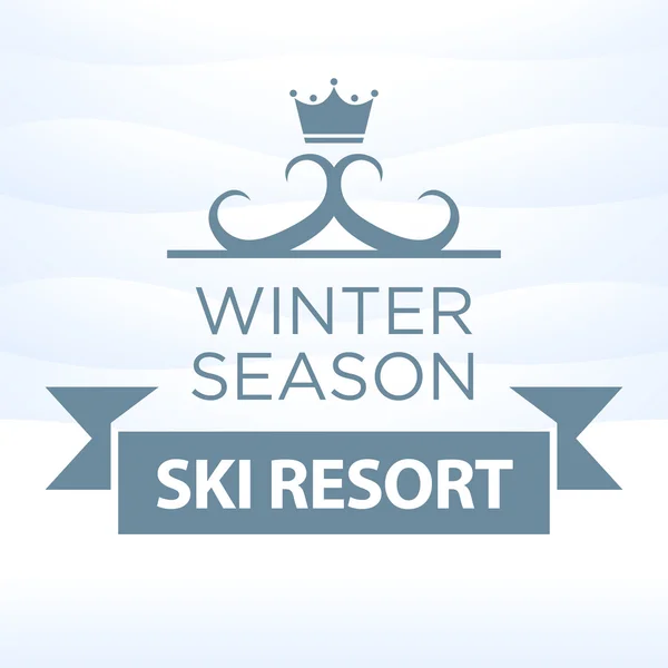Logo temporada invierno estación de esquí sobre fondo de nieve — Vector de stock