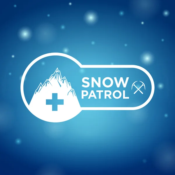 Logotipo pattuglia neve su sfondo blu — Vettoriale Stock