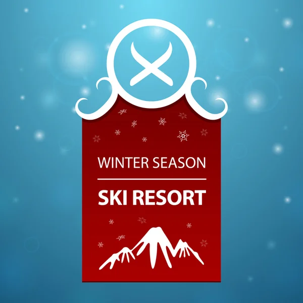 Red logotype winter season ski resort — Stock Vector