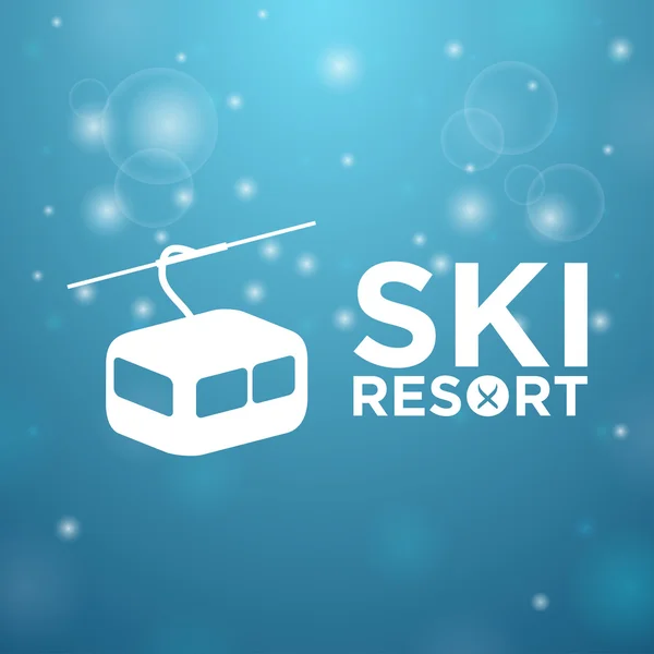 Ski resort ropeway on blue background — Stock Vector