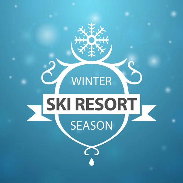 青色の背景に冬のスキー リゾート シーズン — ストックベクタ