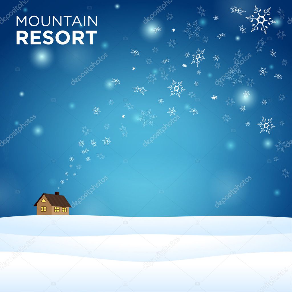 mountain resort alone hous on snow