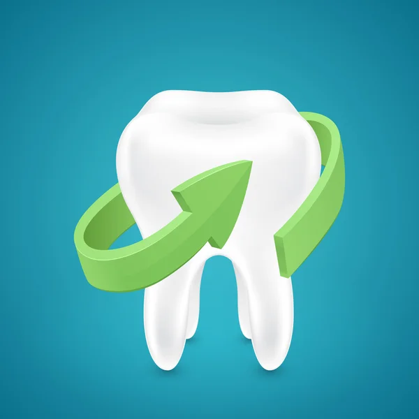 Зелена стрілка захищає зуби людини — стоковий вектор