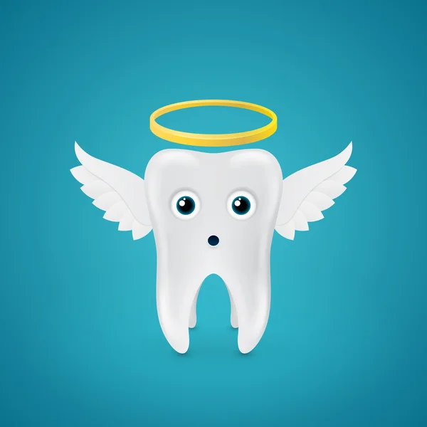 Diente angelical con alas y un halo — Vector de stock