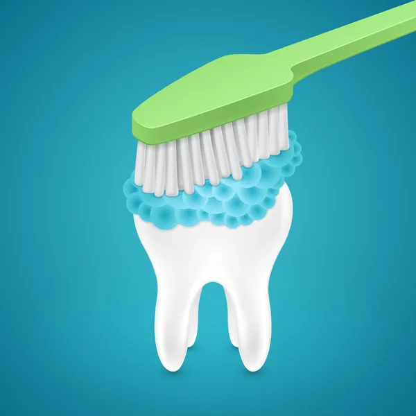 Menyikat gigi Anda dengan pasta gigi - Stok Vektor