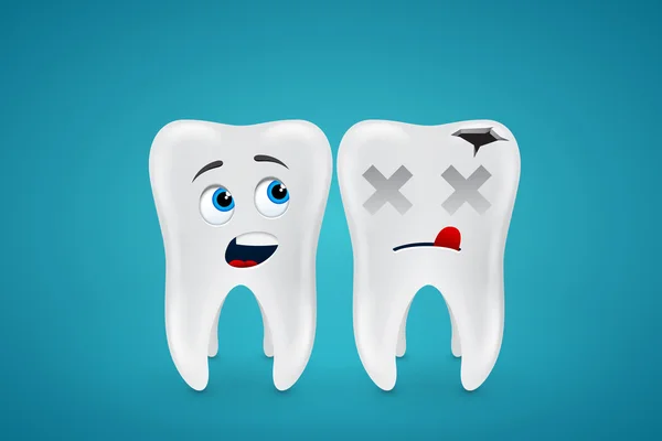 Sağlıklı dişler ve ölü — Stok Vektör