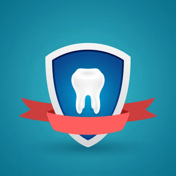 Ząb na tarczy chronione ikona — Wektor stockowy