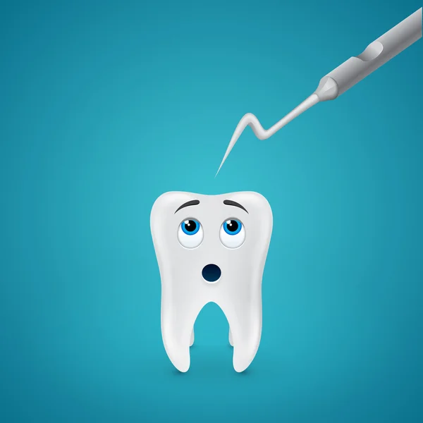 Sonda dental con miedo de dientes — Archivo Imágenes Vectoriales