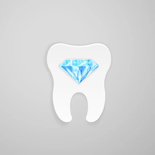 Dente com diamante azul — Vetor de Stock