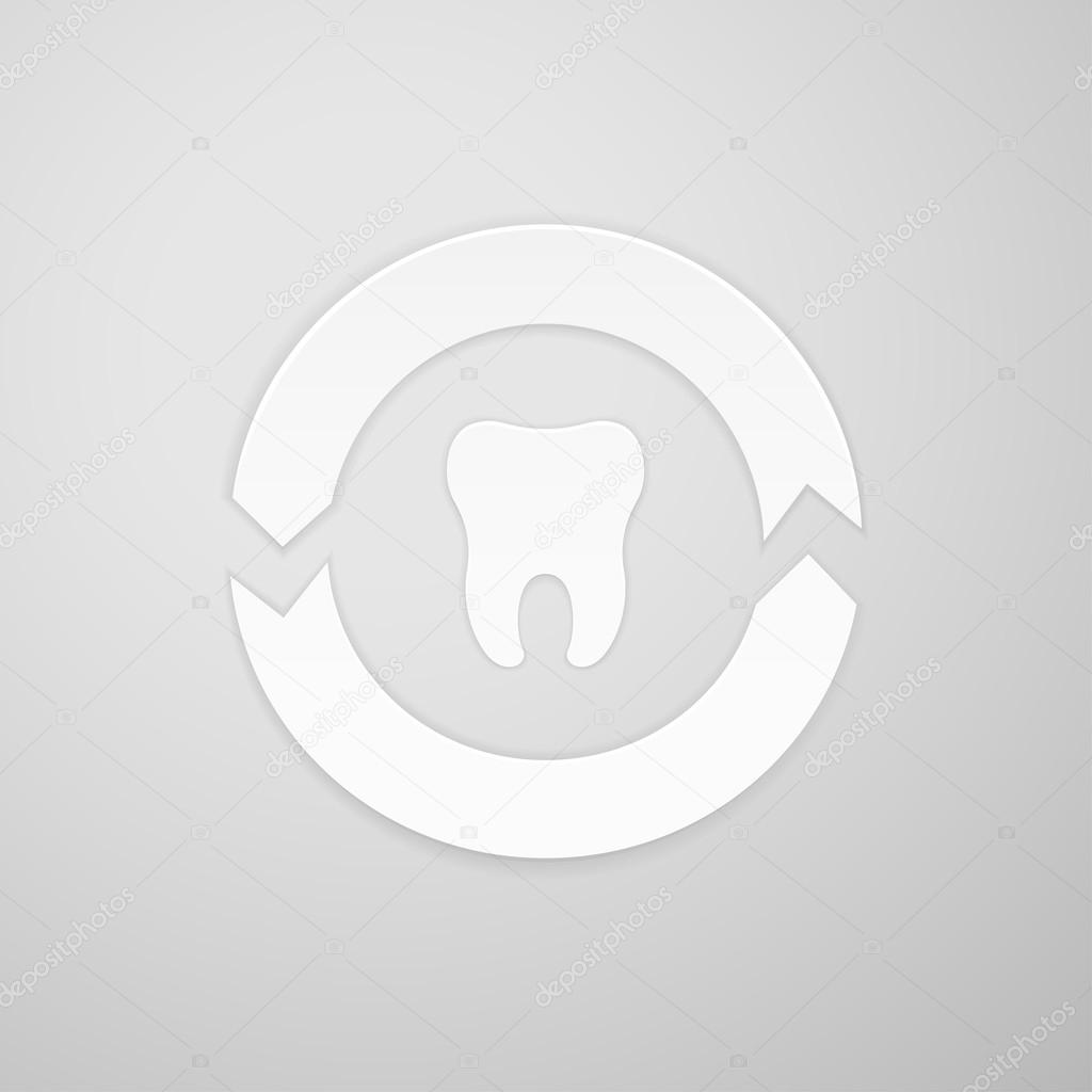 Two arrows in a circle around the tooth