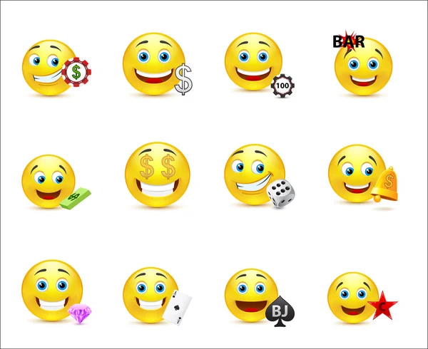 Vektor-Illustration einer Reihe von Emoticons mit Geldzeichen — Stockvektor