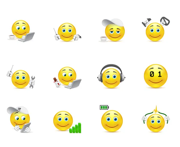 Smileys representando a carga para o corpo e cérebro — Vetor de Stock