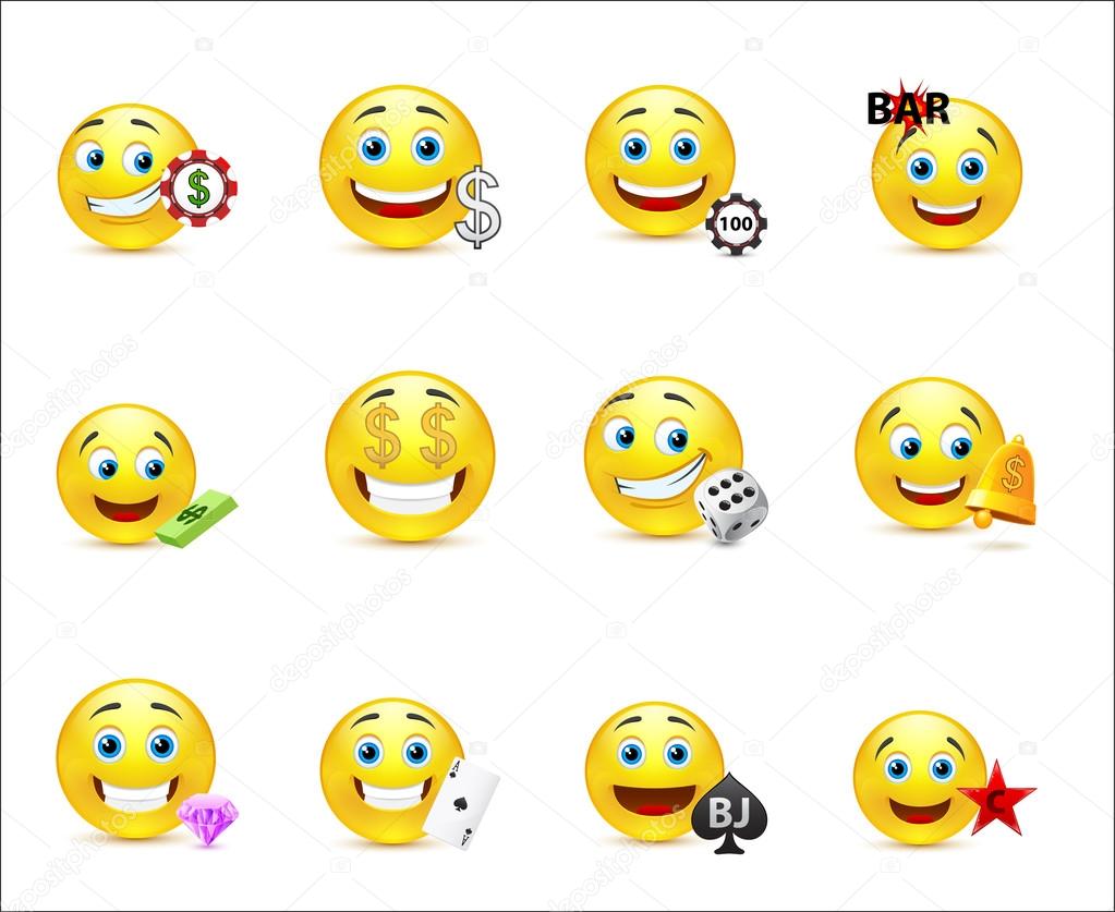 Vector illustration of a set of emoticons with money signs