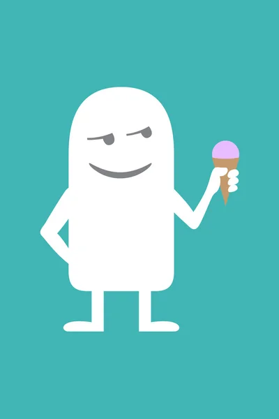 アイスクリームを持つアニメーション人格男 — ストックベクタ