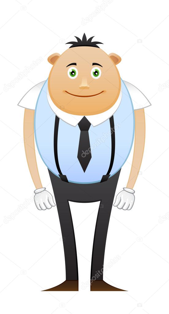 Modest office worker in suspenders