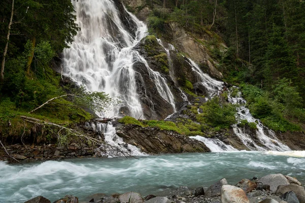 Cascada Haslacher Una Las Cascadas Más Grandes Del Tirol Austria — Foto de Stock