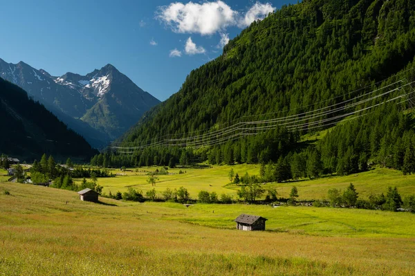 阿尔卑斯山中的旧小木屋 夏天阳光灿烂 东蒂罗尔 奥地利 — 图库照片